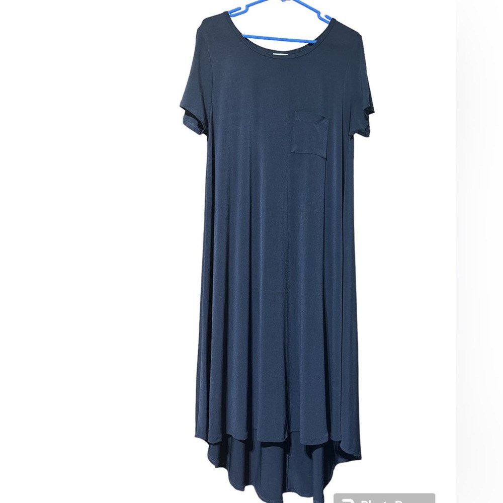LulaRoe Black Sleek Shirt‎ Dress Pocket (L)